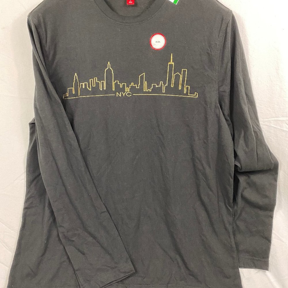Men's Black NYC Skyline long sleeve Tee Sz L